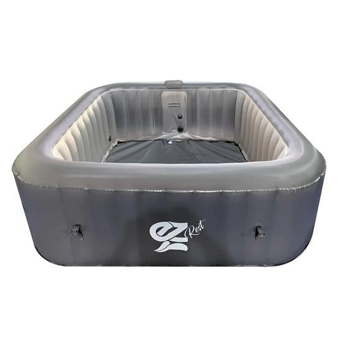 6-Person Square Inflatable Outdoor Spa, Gray