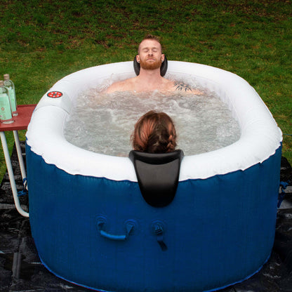 Oval Inflatable Dark Blue 2 Person Hot Tub Spa with Drink Tray and Cover