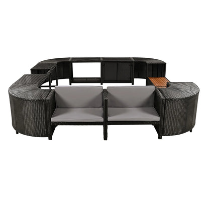 All-Weather Outdoor Spa Surround Furniture Set, Steel, and Rattan, Gray,131.18 Lb