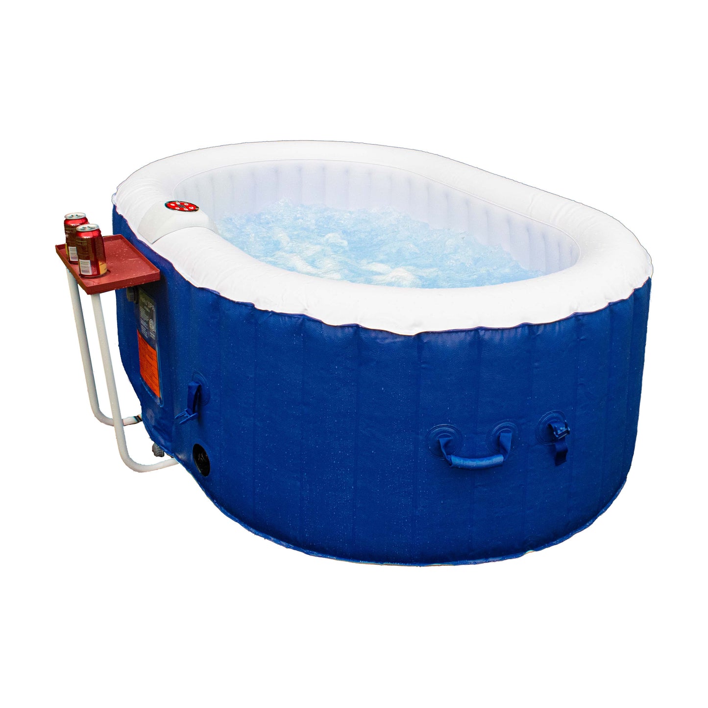 Oval Inflatable Dark Blue 2 Person Hot Tub Spa with Drink Tray and Cover