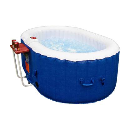 Oval Inflatable Dark Blue 2 Person Hot Tub Spa with Drink Tray and Cover