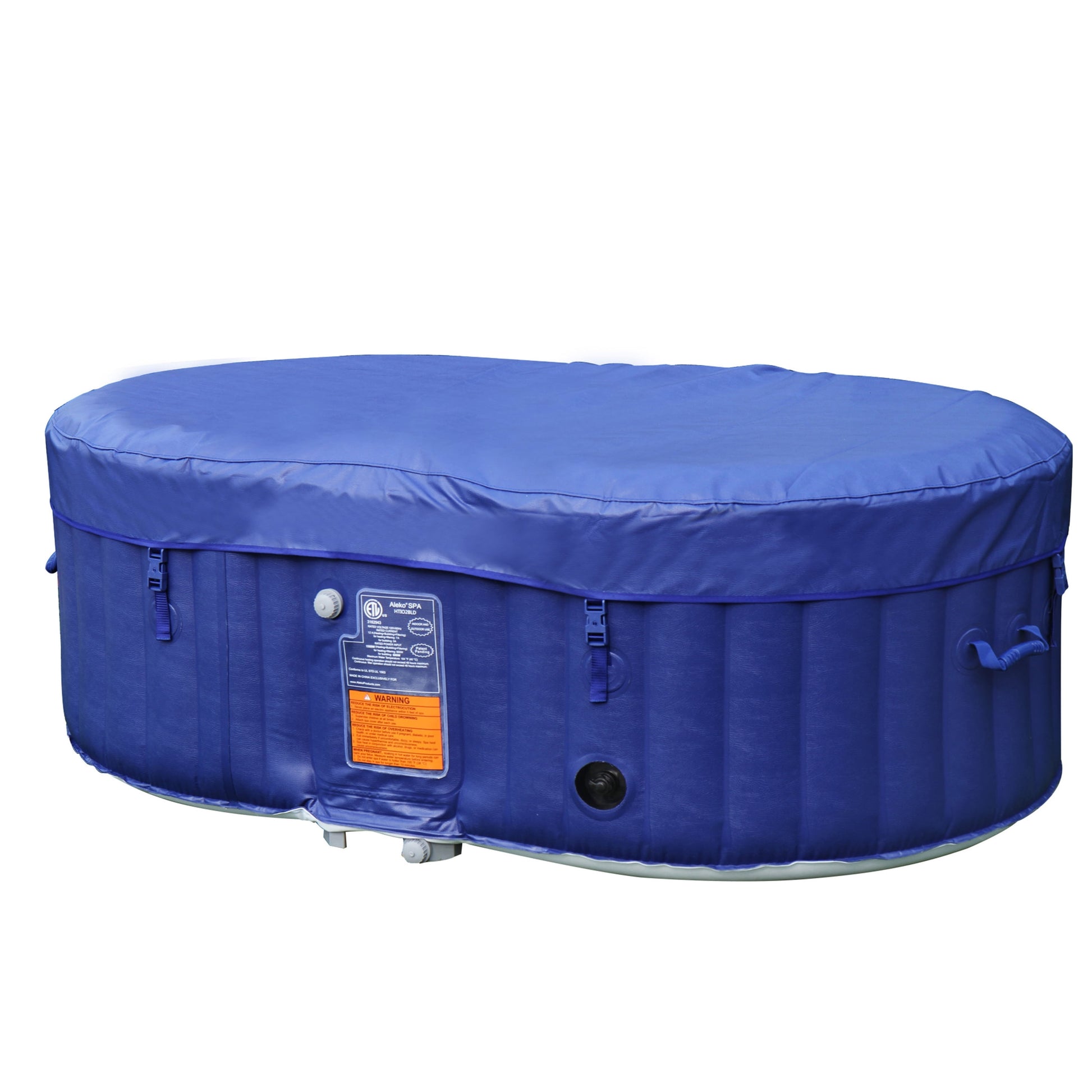 Oval Inflatable Dark Blue 2 Person Hot Tub Spa with Drink Tray and Cover