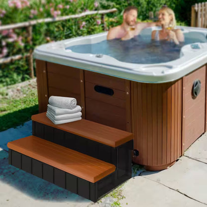 Leisure Accents 36 In. Deluxe Deck Patio Spa Hot Tub Steps, Redwood