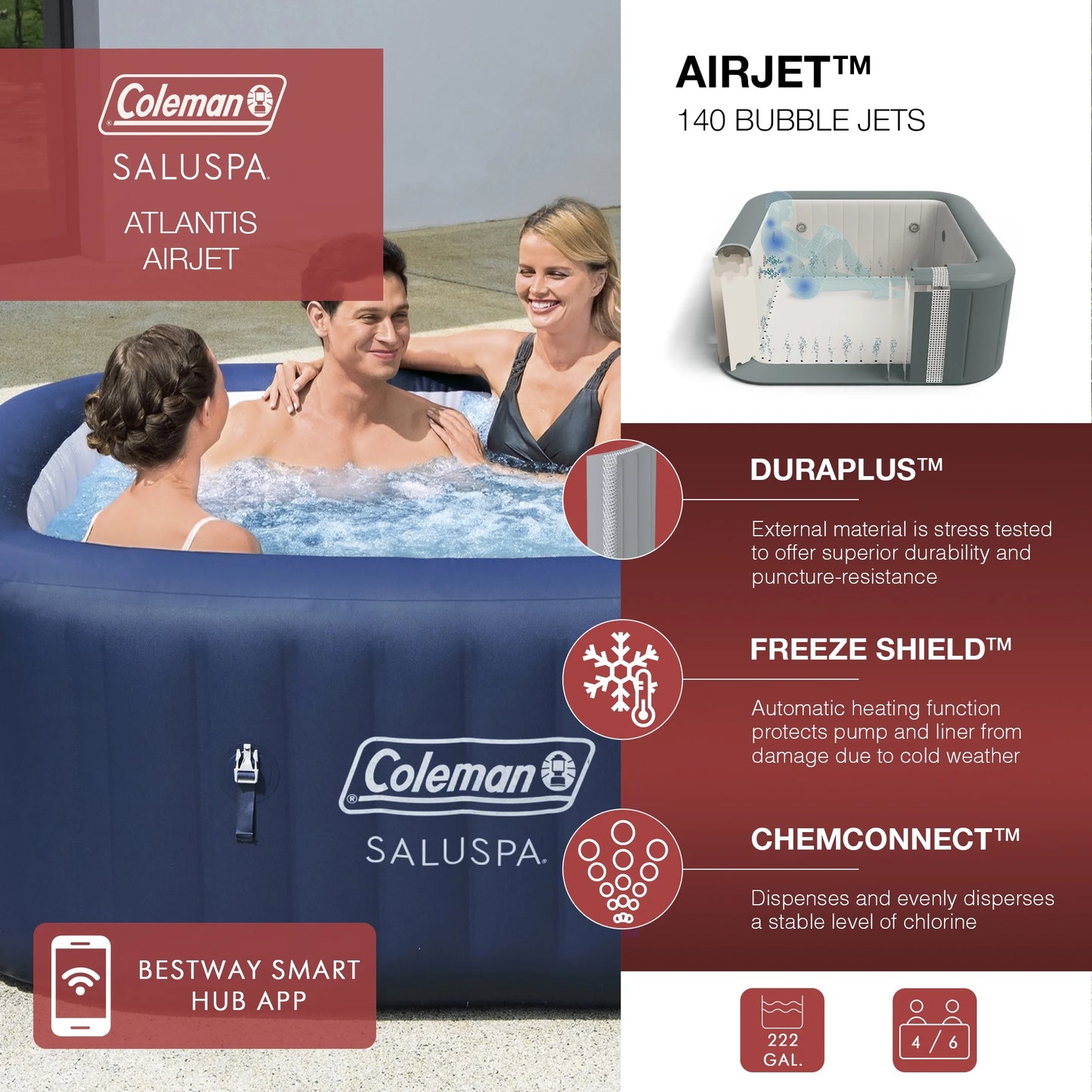 Saluspa Atlantis Airjet Hot Tub W/ 4 Saluspa Seat W/ Pump # P09144