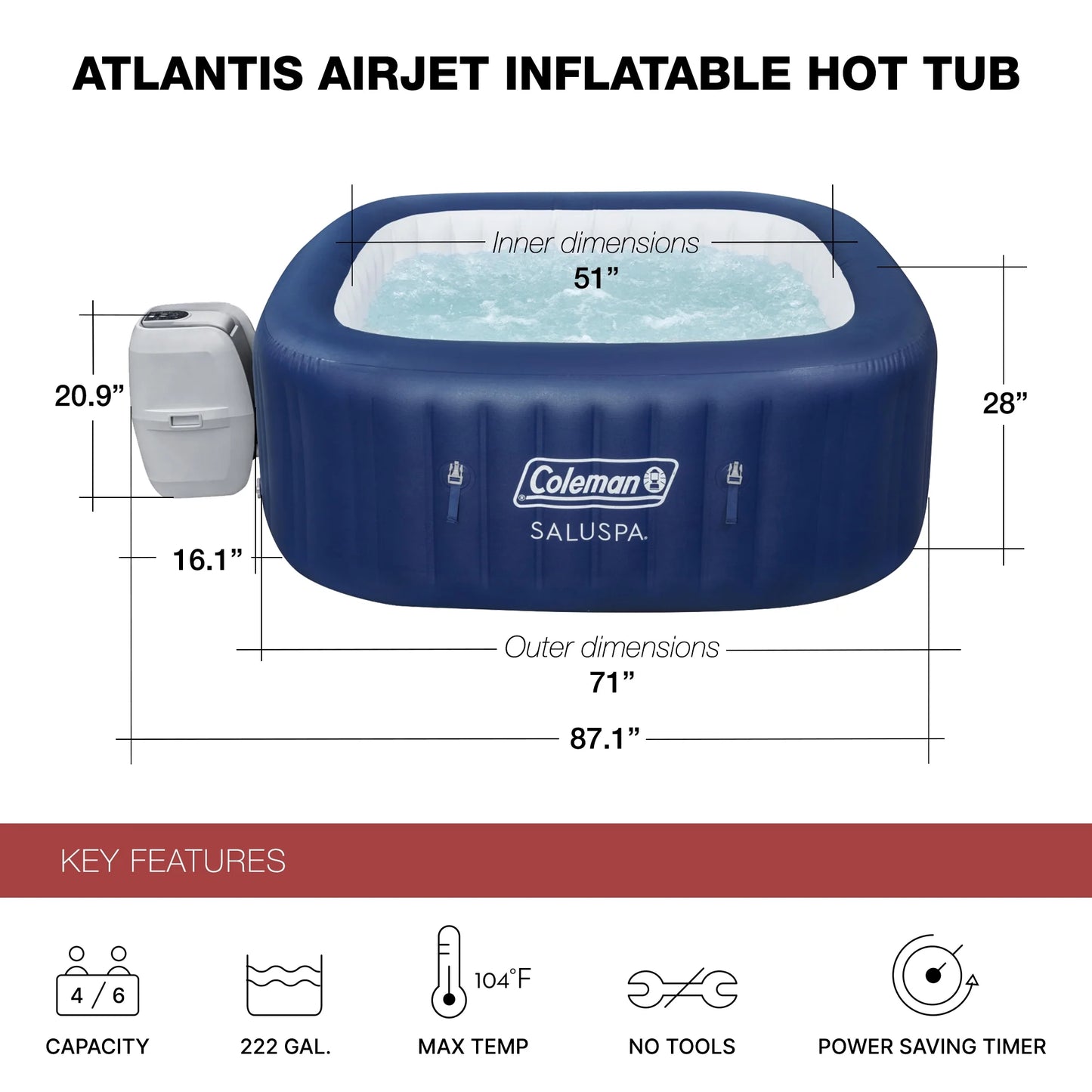 Saluspa Atlantis Airjet Hot Tub W/ 4 Saluspa Seat W/ Pump # P09144