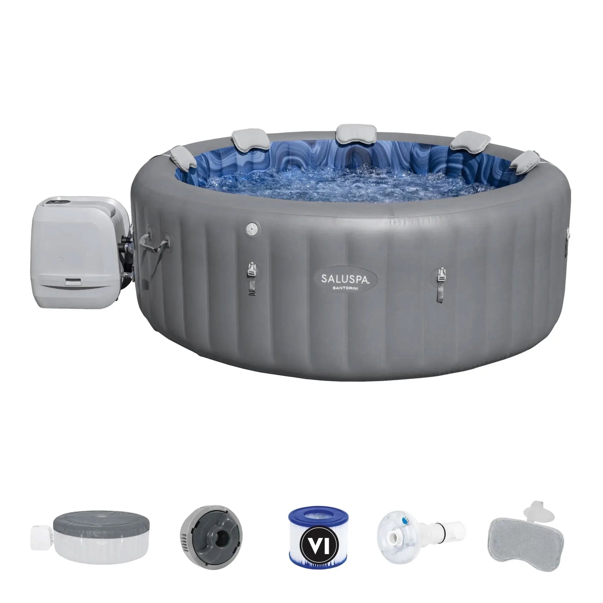 Saluspa Canopy with Santorini Inflatable Hot Tub W/ Pump #P09120